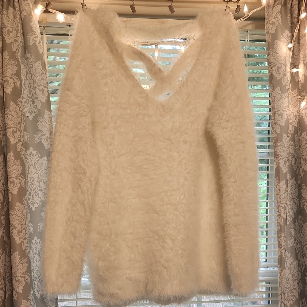 Cozy White Fuzzy Sweater